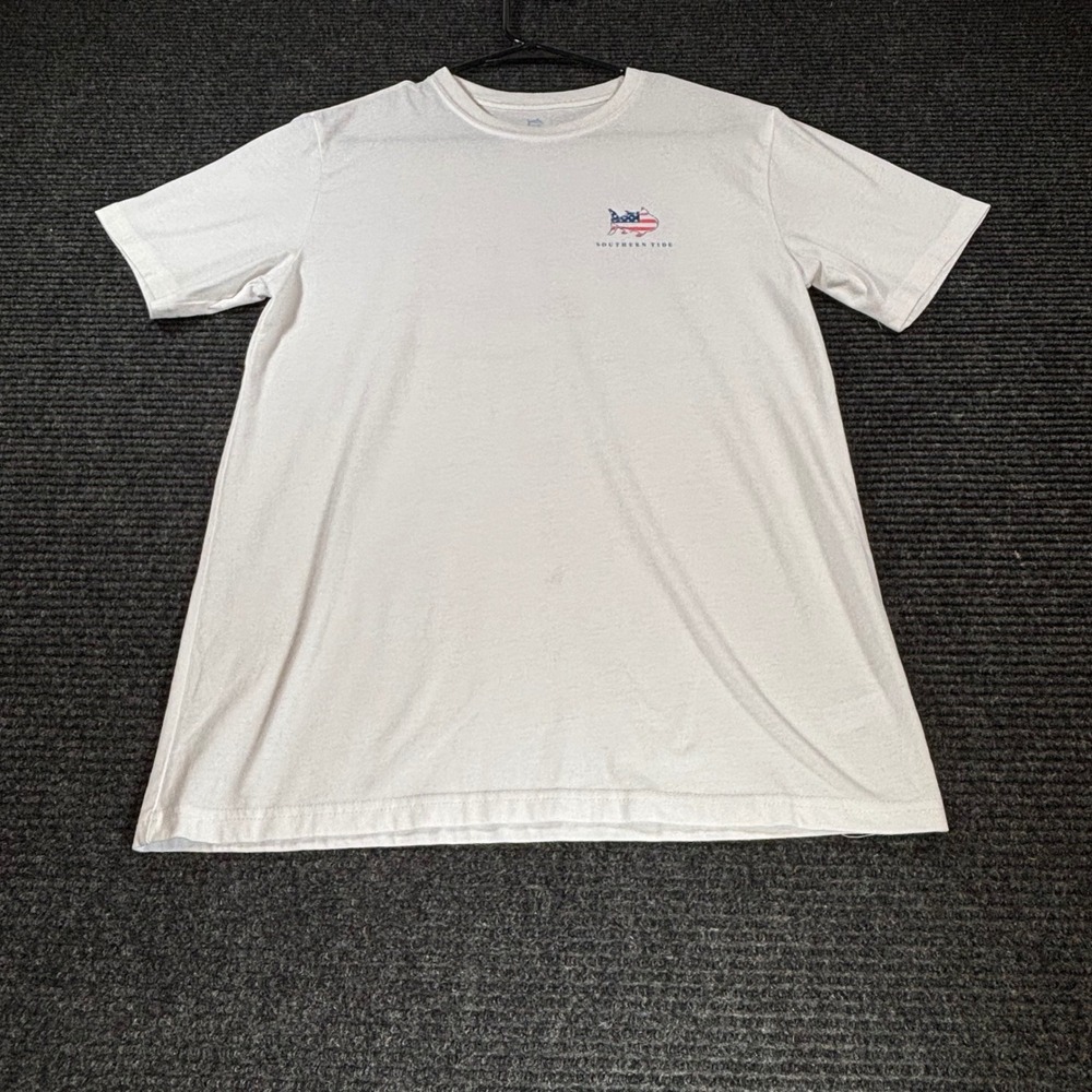 Southern Tide Mens White Freedom to Float Graphic T-Shirt Small Patriotic S/S